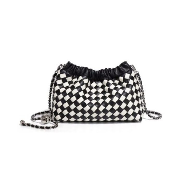 Black checker woven bag