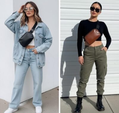 HZ-0141 Vegan Metallic Leather Fanny Pack Belt Bag