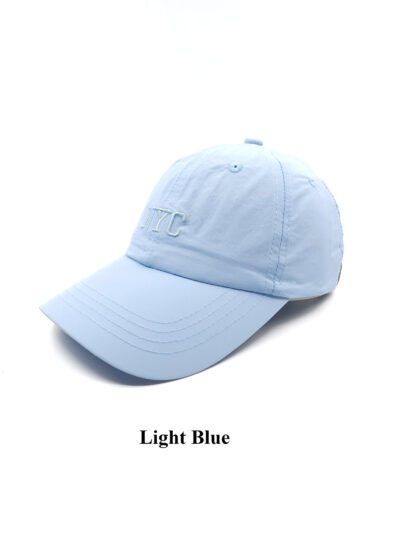 light blue cap