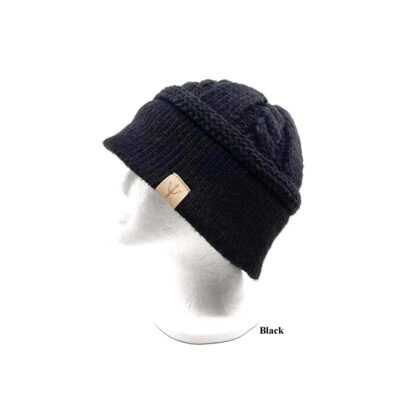 HZ-104 Soft Winter Knit Bucket Style Beanie 11 Black color hat