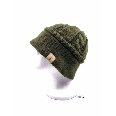 HZ-104 Soft Winter Knit Bucket Style Beanie 14 Olive color beanie