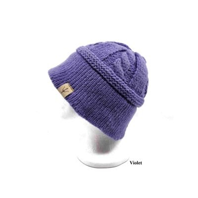 HZ-104 Soft Winter Knit Bucket Style Beanie 17 Violet color hat