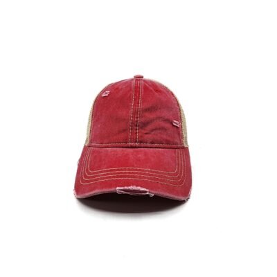 Red color baseball cap