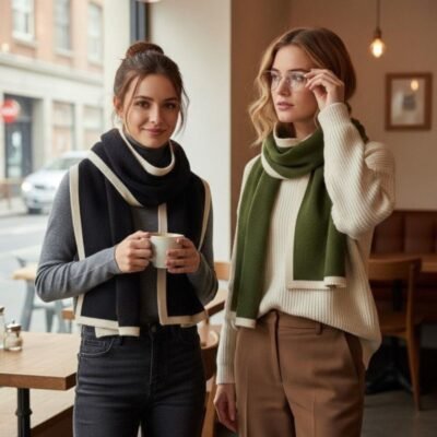 HZ-3040 Contrast Edge Color Solid Winter Scarf