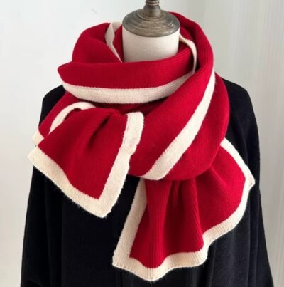 Red color winter scarf