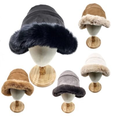 HZ-3042 Fluffy Fleece Interior Soft Faux Fur Trim Winter Hat