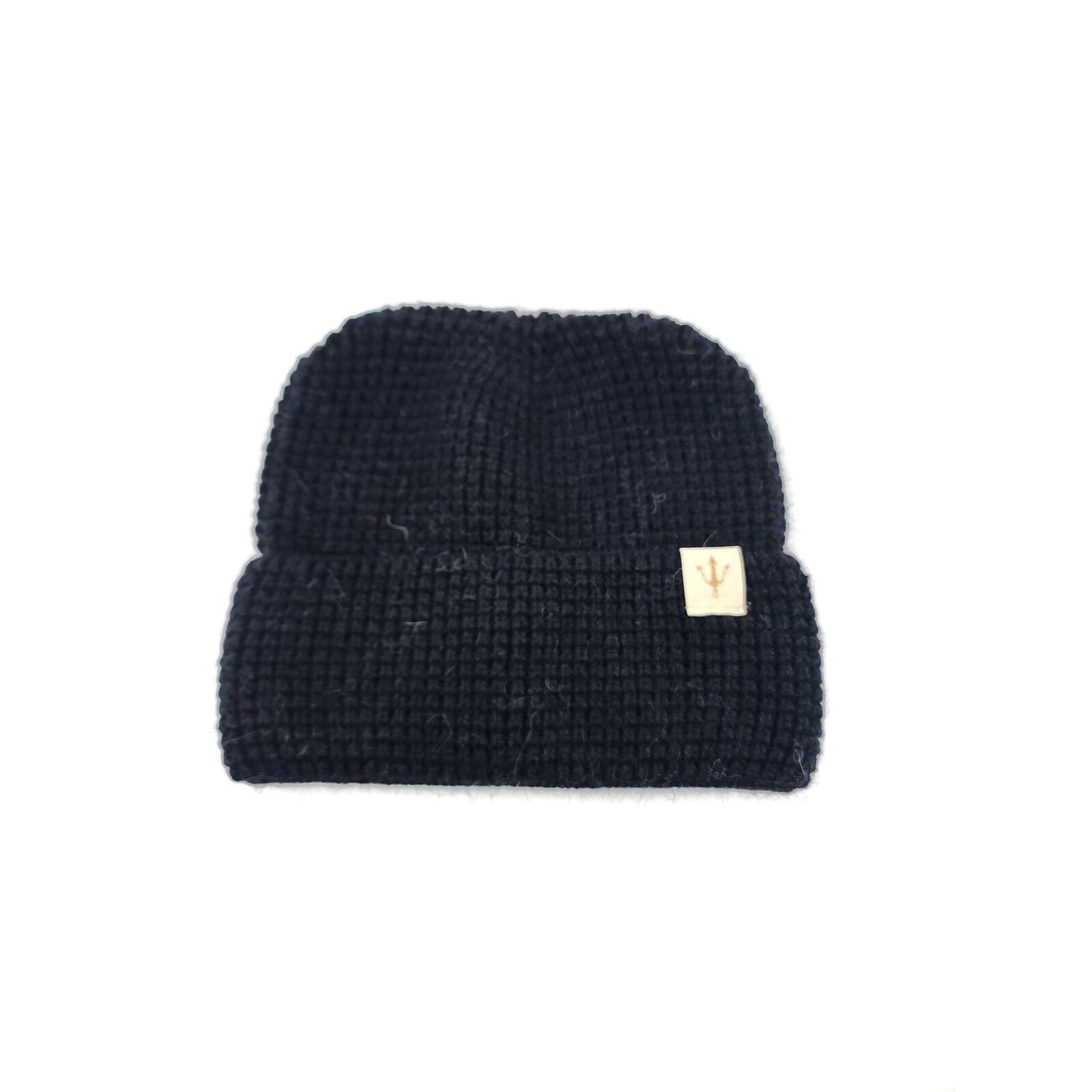HZ-3043 Fuzzy Knit Cuffed Winter Round Ear Beanie 2 Black color beanie