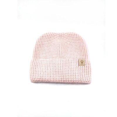 HZ-3043 Fuzzy Knit Cuffed Winter Round Ear Beanie 16 Pink color beanie