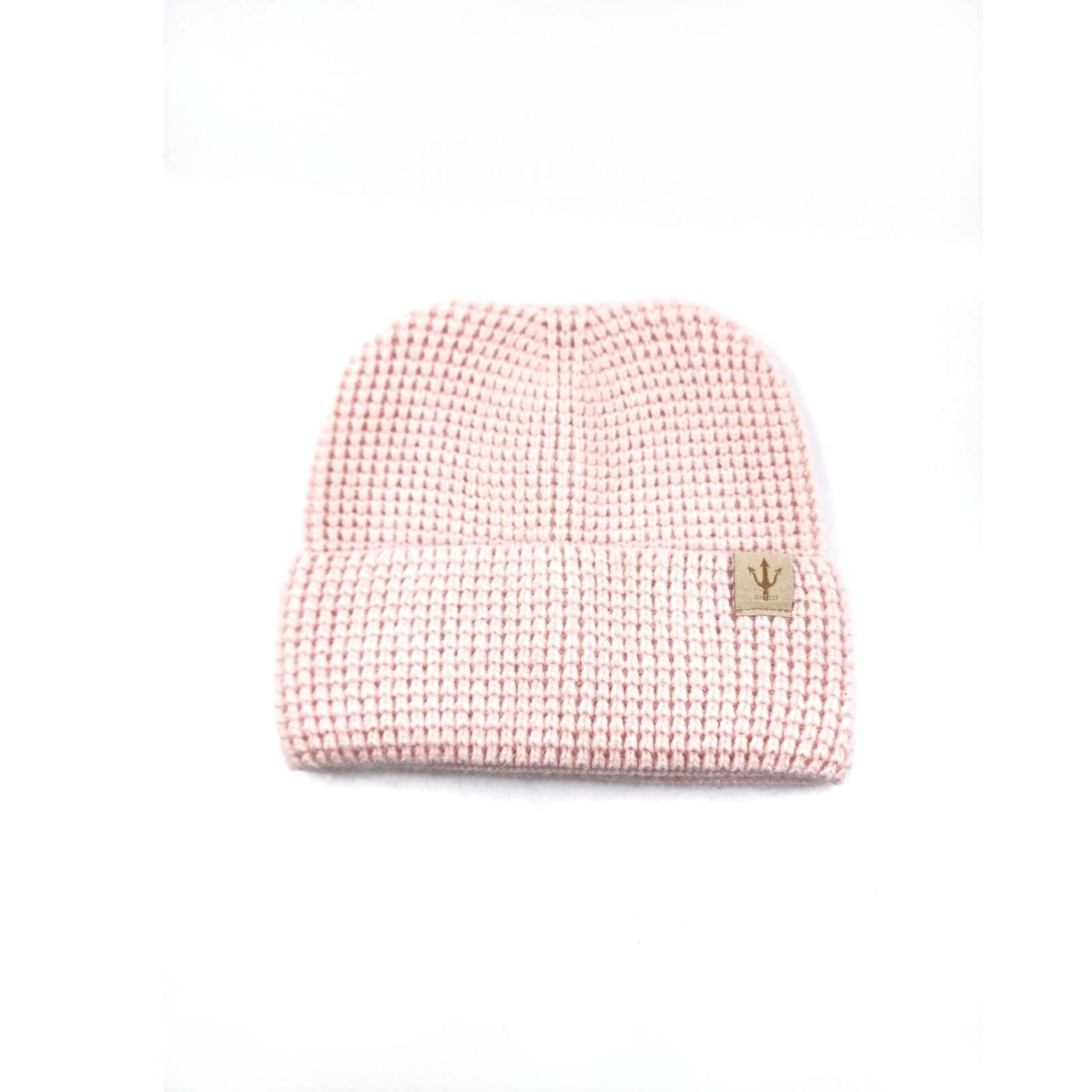 HZ-3043 Fuzzy Knit Cuffed Winter Round Ear Beanie 7 Pink color beanie