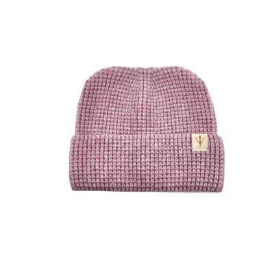 HZ-3043 Fuzzy Knit Cuffed Winter Round Ear Beanie 17 Rose color beanie