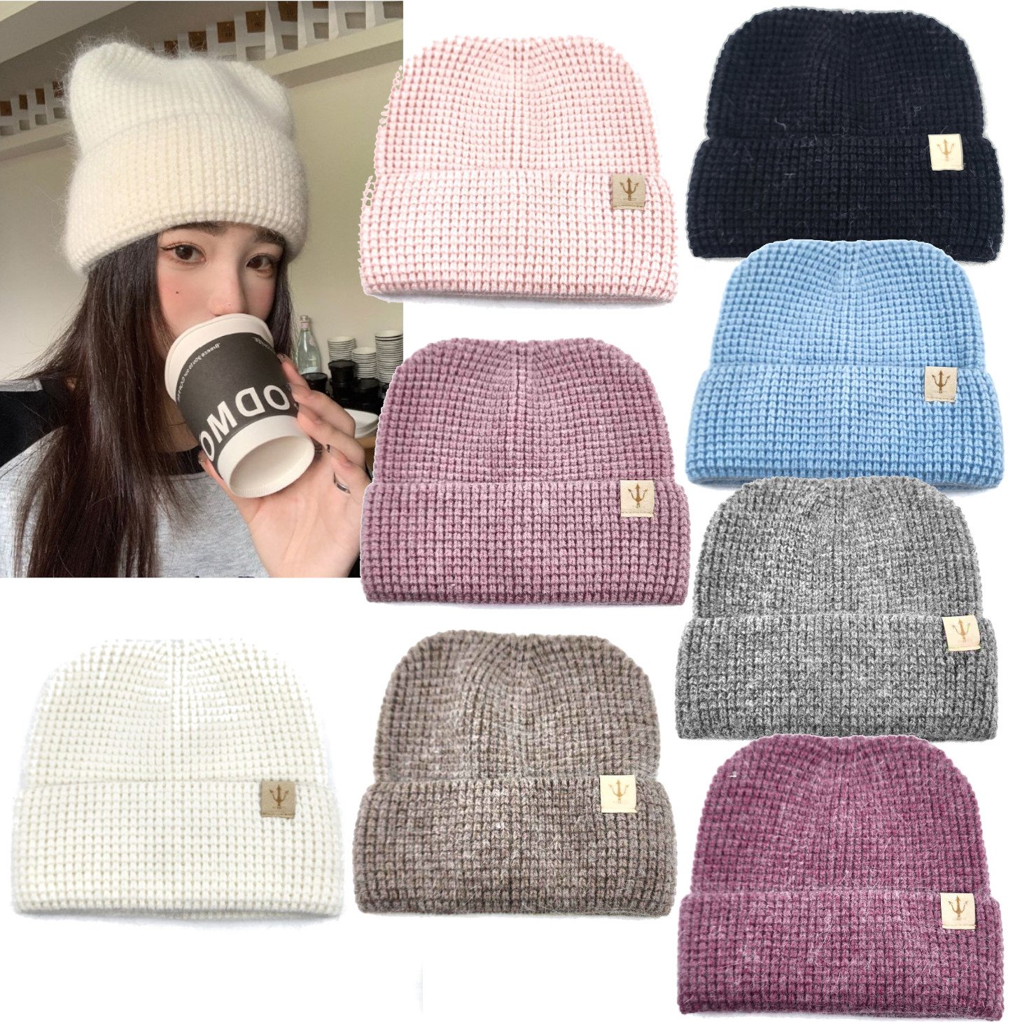 HZ-3043 Fuzzy Knit Cuffed Winter Round Ear Beanie 1 HZ-3043 Fuzzy Knit Cuffed Winter Round Ear Beanie