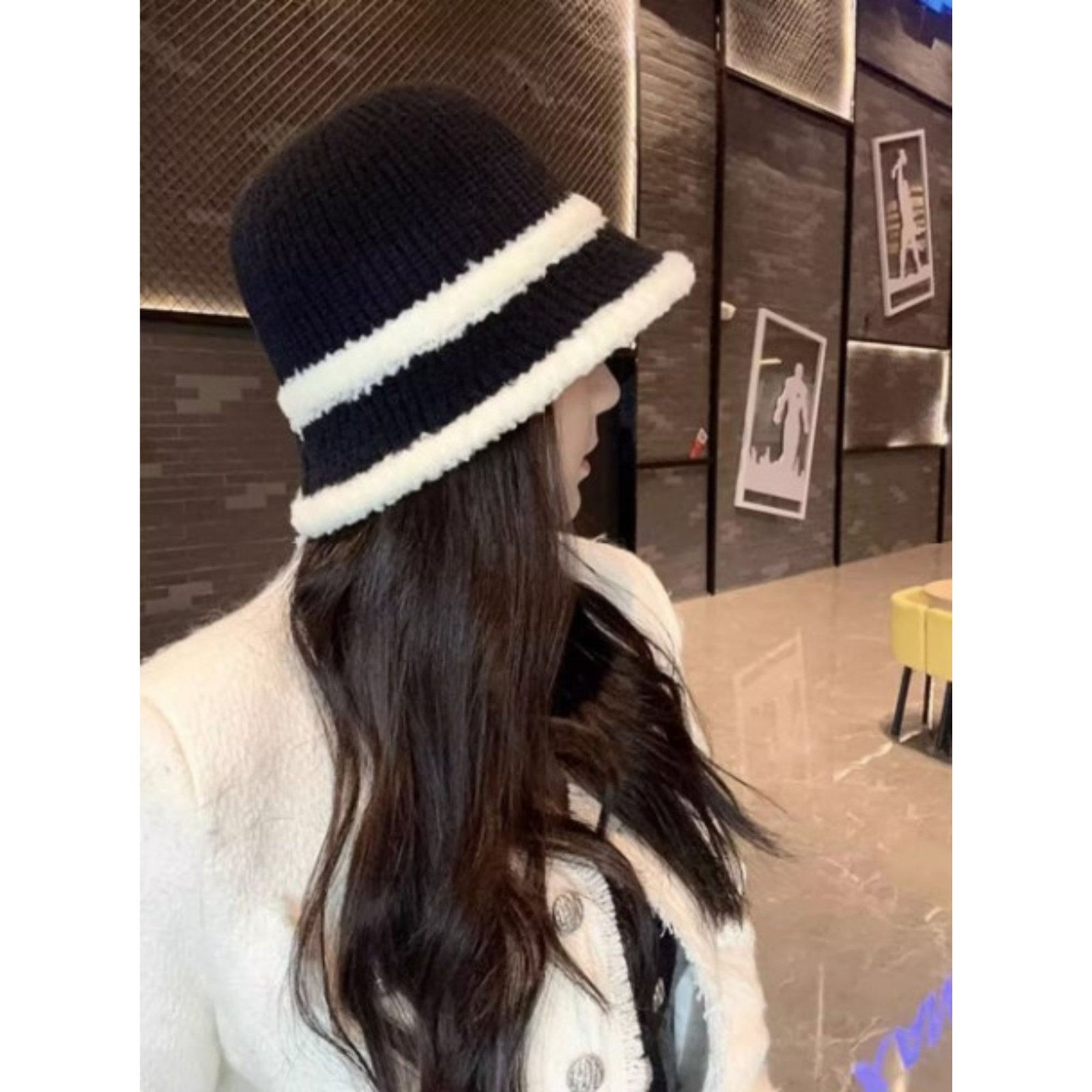 HZ-3050 Winter Knit Bucket Hat with Color Contrast Edge 1 HZ-3050 Winter Knit Bucket Hat with Color Contrast Edge