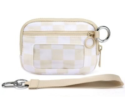 Beige Checker color wristlet