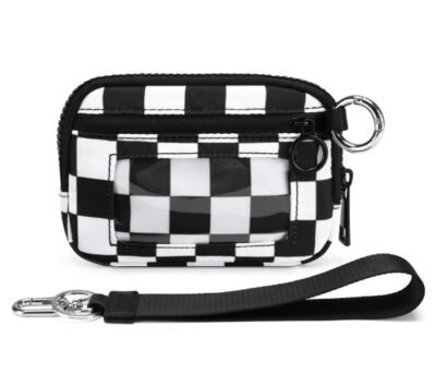 HZ-3090 Waterproof Small Nylon Zipper Wristlet 17 Black Checker color wristlet
