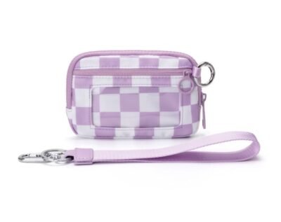 HZ-3090 Waterproof Small Nylon Zipper Wristlet 21 Lavender Checker color wristlet