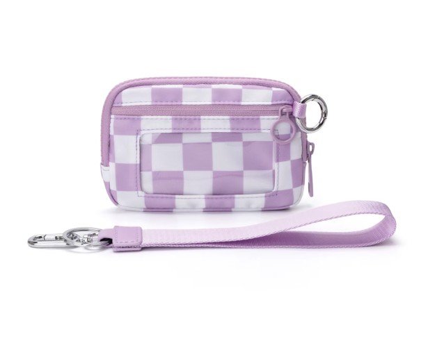 HZ-3090 Waterproof Small Nylon Zipper Wristlet 8 Lavender Checker color wristlet