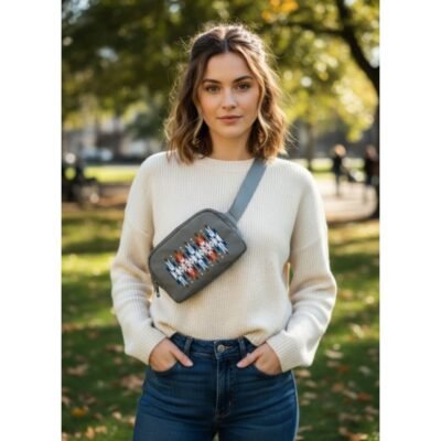 HZ-4346 Aztec Pattern Embroidered Nylon Fanny Pack