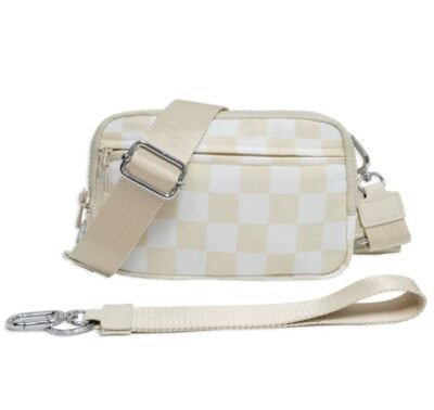 Beige Checker color crossbody bag