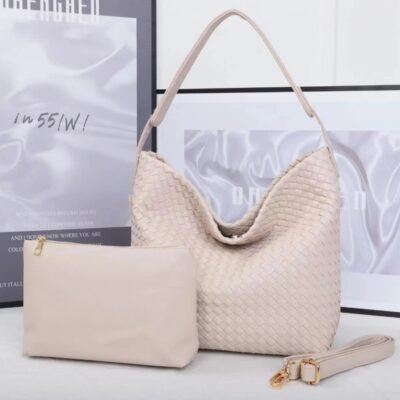 Ivory color woven hobo