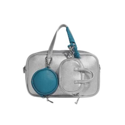 Silver leather bag