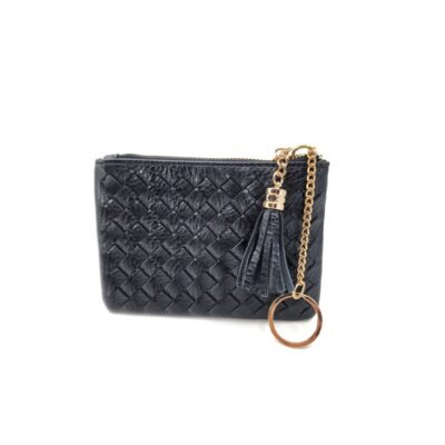 Black color woven coin wallet