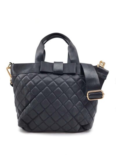 Alternative view of HZ-8362 Bow Detailed Nylon Quilted Medium Tote