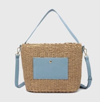 Light Blue straw tote