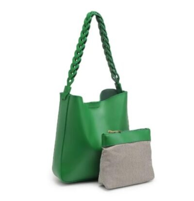 Green color tote bag