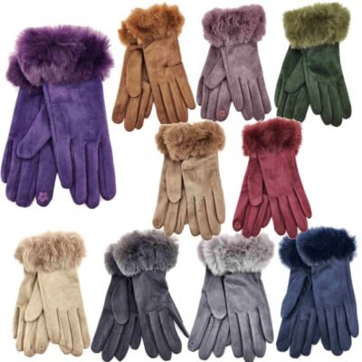 SF241019 Velvety Soft Winter Glove with Fur Trim