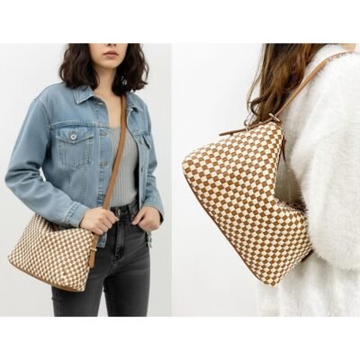 Alternative view of SF24108  Woven Top Zip Shoulder and Crossbody Bag