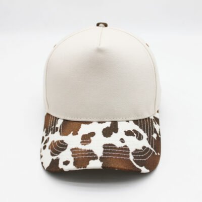 Alternative view of HZ-7792 Plain Trucker Hat with Cow Pattern Brim