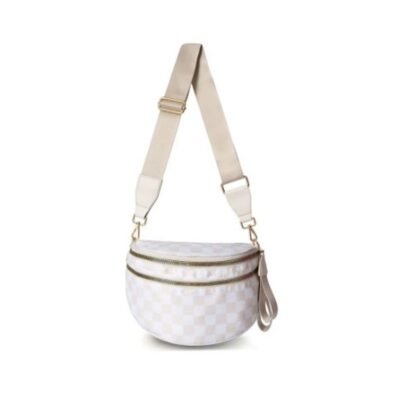 SF221010 Large Capacity Nylon Crossbody Bum Bag 26 Checkered beige crossbody bag