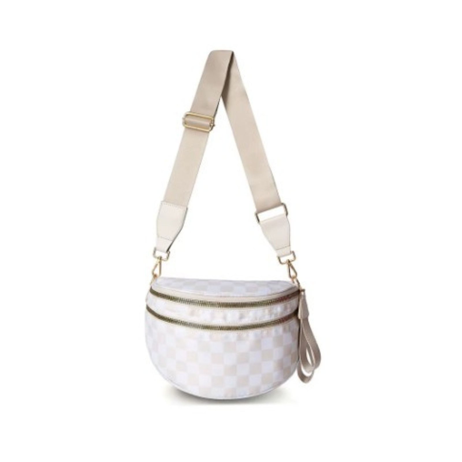 SF221010 Large Capacity Nylon Crossbody Bum Bag 7 Checkered beige crossbody bag