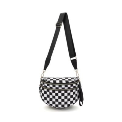 SF221010 Large Capacity Nylon Crossbody Bum Bag 27 black checkered crossbody bag