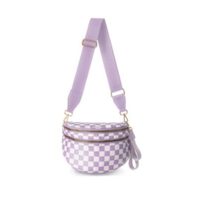 SF221010 Large Capacity Nylon Crossbody Bum Bag 31 Checkered lavender crossbody bag