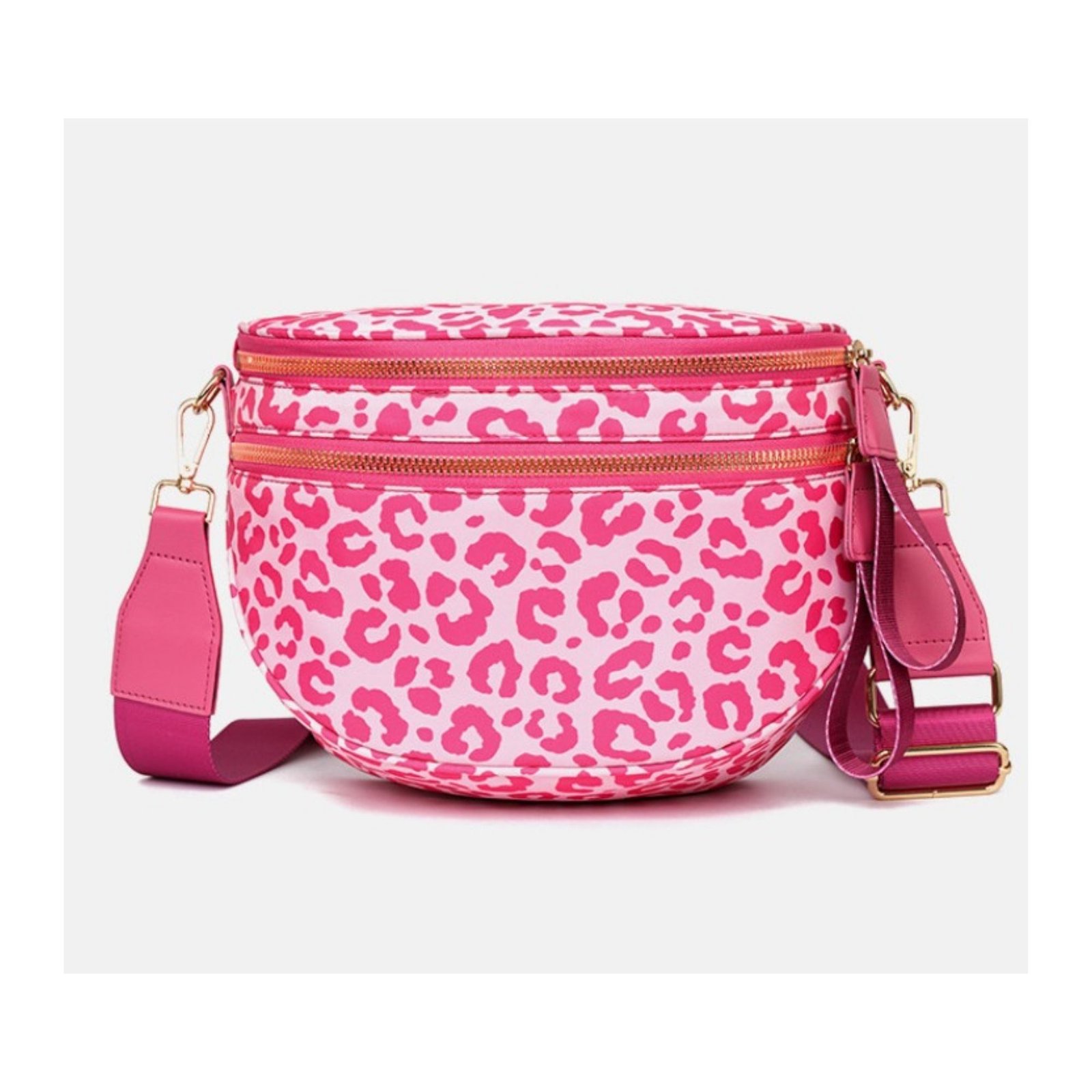 SF221012 Nylon Printed Pattern Crossbody Bum Bag 5 Pink leopard pattern nylon bag