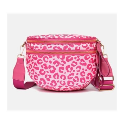 Pink leopard crossbody bag