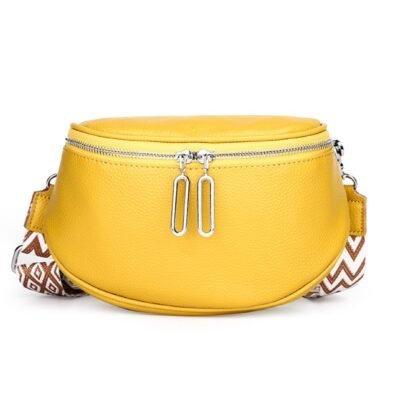 SS-2411 Pebble Leather Round Zip Crossbody Bag 11 yellow color crossbody bag