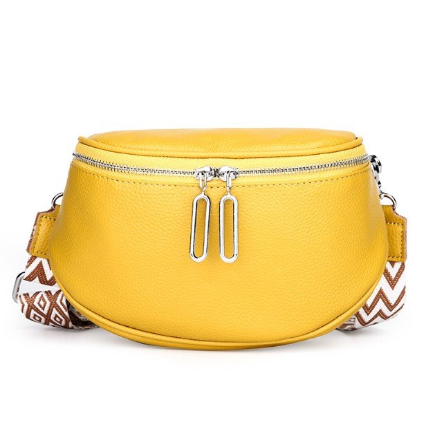 SS-2411 Pebble Leather Round Zip Crossbody Bag 6 yellow color crossbody bag