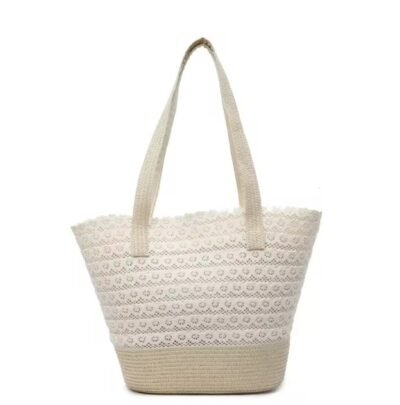 Ivory color straw tote bag